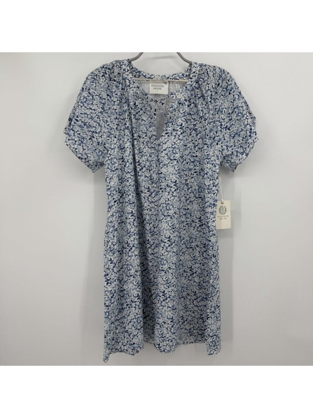 Hyacinth House by Tuckernuck Blue Botanical V-Neck Davis Mini Dress size S Small